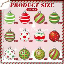 24/12 Pcs 2D Christmas Ball Ornaments, Set Wooden Flat Christmas Ball, Christmas Decoration, Christmas Party, Glittering Plastic Hanging Decorations Elf Balls Swirl Candy Cane Peppermint Red And Green Christmas Tree Pendants For Xmas Tree Decoration - Christmas Flower Head 02 - View 2