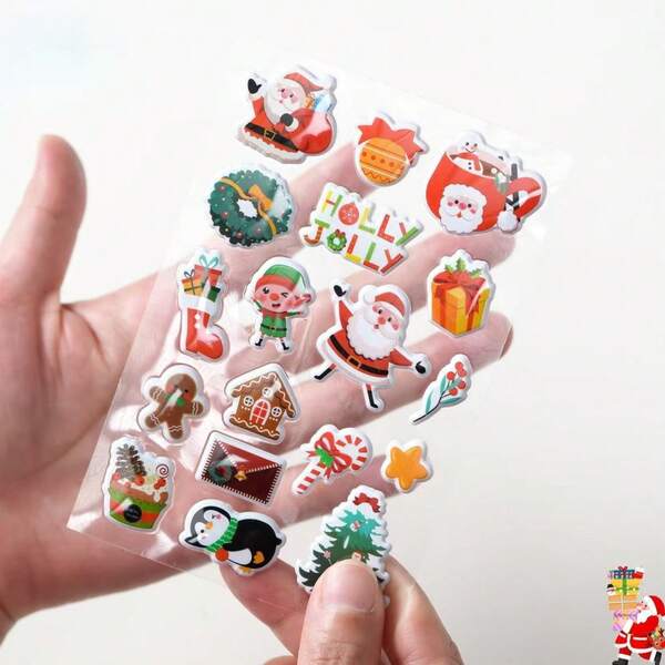 12pcs/2 Sets Or 4pcs/1 Set Christmas Theme Multi-Purpose Bubble Stickers, Soft Silicone Material, Mini Santa Claus, Christmas Tree, Snowman And Various Christmas Elements Design, Suitable For Decorating Refrigerator, Phone Case, Cup, Planner