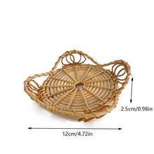 1pc 7.08/10.23 Inch Japanese Style Natural Rattan Bread Basket, Dessert Fruit Tray, Tableware Cutlery Storage Organizer Basket - Yellow - View 11