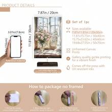 1 pièce Peinture sur canevas suspendue, peinture décorative montée, affiche, peinture murale, peinture à l'huile de rose rose et de rebord de fenêtre, décoration de chambre de fille, peinture murale de fleurs de printemps, décoration de salon esthétique, peinture de fleurs roses, décoration d'arrangement de plantes, décoration de thème de printemps, décoration de maison de printemps. Art mural sur canevas, art de fille funky, art de citation inspirante, décoration intérieure.