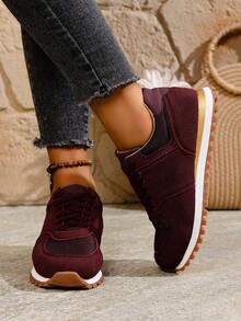Giày thể thao buộc dây, khoen kim loại, giày casual unisex nhẹ, thoải mái, thời trang, phong cách retro, đa năng, giày thể thao casual mới, phù hợp cho mọi mùa, xuân, hè, thu, đông, thanh lịch, gợi cảm, giá rẻ, casual, thể thao, ngoài trời, tiệc tùng, đám cưới, ngày Valentine. - Màu Đỏ Sâu - Xem 5