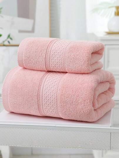 2pcs Towel Set, Quick-Drying, Highly Absorbent, Soft Touch, Premium Flannel Fabric, White Waffle Texture, Luxury Hotel Spa Choice, Thick Hand Towel/Face Towel, Bathroom Cloth, Soft Absorbent Washcloth Set, Pink, Green And Gray Towels, Suitable For Salon, Hotel, Gym, Home Goods, Towels, Skincare