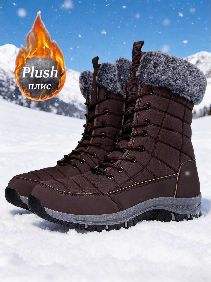 2025 Zimowe nowe męskie śniegowce, wodoodporne, z podszewką z grubego materiału, śniegowce, antypoślizgowe, odporne na zimno, zimowe buty męskie w dużym rozmiarze, buty outdoorowe, zimowe buty studenckie, czarne, uniwersalne buty sportowe z polarową wyściółką, odpowiednie do uprawiania sportów w domu/biurze, a także na świeżym powietrzu, do wędrówek, jazdy terenowej, przygód na świeżym powietrzu, biwakowania i innych aktywności