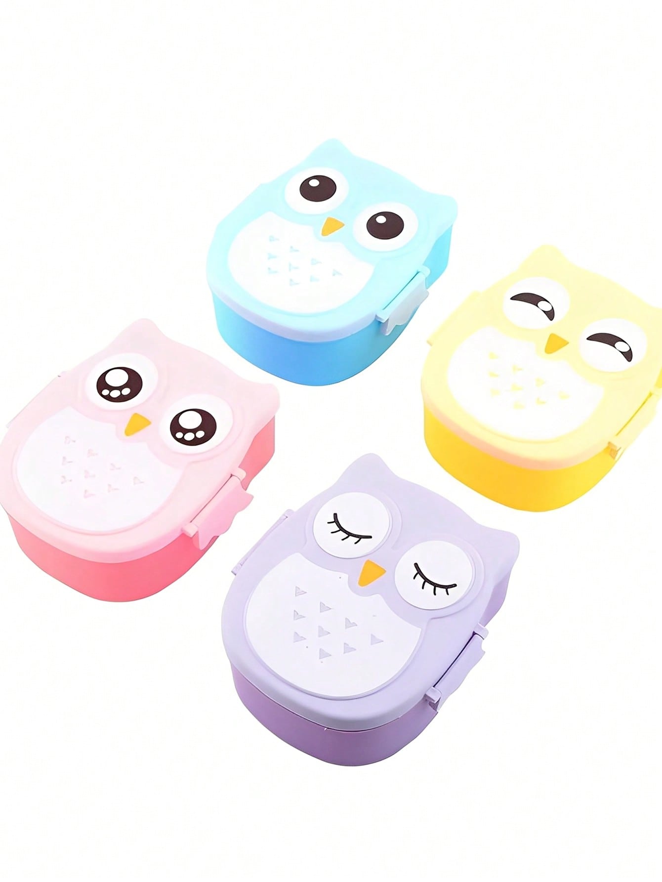 صندوق غداء محمول مزين بتصميم بومة كرتونية، مصنوع م...