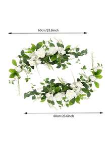 2Pack Wedding Garland 2ft Artificial Flowers Garland Lantern Flower Centerpieces Wedding Aisle Decor Chair Flowers Arch Floral For Mantel Signs DIY Table Wall Window Cake Decoration - 白色 - 查看 4