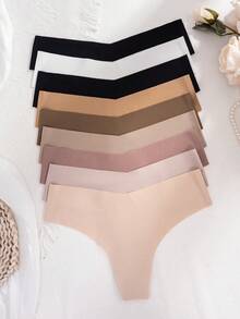 10pcs Women's Seamless Thong Panties, Sexy, Breathable, Stretchy, Comfortable, Multi-Color - Multicolor - View 5