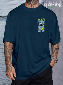 Shirt Oversized Streetwear Printed Angel Bear T-Shirt REF 7017 FLUXOGEEK - 藏蓝色 - 查看 2