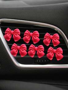 3/4/6pcs Pink Bow Car Interior Cute Car Interior Accessories ,Car Air Conditioning Vent Decorative Clip, Bow Car Air Vent Decorative Clip,Cute Air Freshener Holder For Car AC Vents, Fashionable Car Interior Accessories For Women,Girly Dashboard Decor