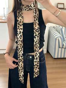 极简性感风格豹纹波点真丝围巾，新款小众高端夏季腰带，适合秋季上学和万圣节等场合。 - 彩色 - 查看 2