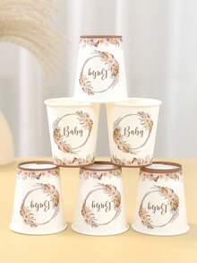 8/25个装 Hey Baby 波西米亚风一次性纸杯，适用于性别揭晓派对、迎婴派对、男孩或女孩派对，可盛装冷热饮、咖啡，也适用于婴儿派对、家庭聚会、野餐，还可用作婴儿派对装饰、家居装饰和生日装饰。 - hey Baby boho - 查看 8