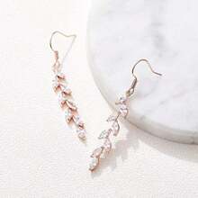 SWEETV Marquise Wedding Dangle Earrings For Brides Bridesmaid, Crystal Long Bridal Earrings For Women Prom(Rose Gold) - Loại 3 - Xem 7