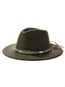 1pc Bohemian Casual Party Faux Leather Decor Felt Hat Soft Brim Jazz Derby Hat Unisex Fashion Style Suitable For Work And Commute Autumn Winter - Top Hat - View 14