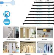 50-410cm Universal Telescopic Rod Stainless Steel No Drilling Shower Curtain Rod ⭐️⭐️ - màu đen - Xem 2