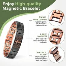1pc Men's Adjustable Pure Copper Bracelet With Powerful Magnets, Cross Pattern Design, Includes Magnetic Tool For Easy Adjustable, Durable Casual Magnetic Bracelet