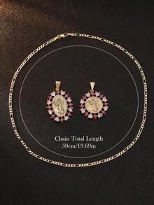 14K镀金宗教项链 - 耶稣双吊坠项链 - 基督吊坠，优雅礼物，适合送给妈妈，婚礼、洗礼、日常佩戴（全年皆宜） - 合成宝石，耐用14K铜