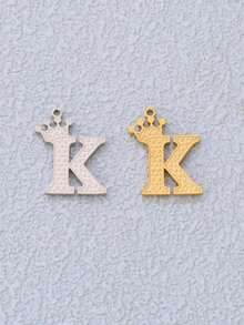 3pcs Stainless Steel Initial Letter Pendant Findings 18K Gold Plated A-Z Crown Letters Charms Pendant For DIY Jewelry Making Supplies Accessories