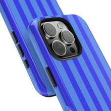 Vibrant Blue Striped Tough Phone Case For IPhone|   Stylish & Durable Protection - Mixed Color 1 - View 6