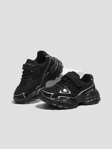 Zapatillas de moda para niños, nuevas zapatillas deportivas minimalistas para primavera/otoño, suela suave antideslizante, zapatos de malla transpirables para correr, para niños y niñas - Negro - Ver 4