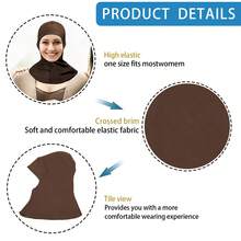 2025 Hijab interior musulmán marrón - Pañuelo interior islámico elástico, cobertura de cabeza cómoda y transpirable, hijab de uso diario modesto para mujeres, circunferencia de la cabeza de 55 a 60 cm, accesorio de hijab de cobertura total suave y elegante, pañuelo de oración versátil de moda musulmana