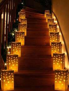 10个阻燃蜡烛袋，灯笼袋，不含蜡烛。白色灯笼蜡烛袋 - 可重复使用阻燃棉质材料 - 适用于婚礼、情人节招待会、订婚活动、求婚 - 白色 - 查看 7