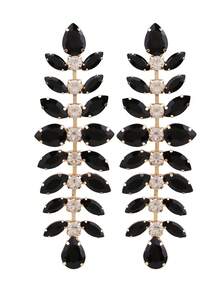 一对夸张手工铜合金焊接玻璃鱼骨形大吊坠耳环，女士大水晶垂坠耳环 - Style 1 - 查看 17