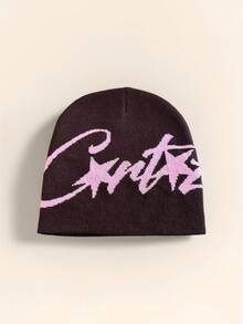 1pc Niche Letter Knit Beanie Hat, Unisex Autumn/Winter Warm Headwear, Suitable For Casual, Streetwear, Couples, Students