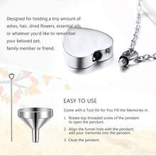 3 Styles Stainless Steel Cremation Urn Necklace, Can Store Ashes, Memorial Pendant Necklace Suitable For Both Men And Women, As Jewelry To Commemorate Deceased Loved Ones - Silver - View 6