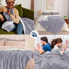 Manta Doble para Cama o Sofá, Manta Ultra Suave y Transpirable, Material de Alta Calidad, Adecuada para Climas Fríos, Manta Cálida de Shearling, Ligera, 180 * 200 cm (Color Perla, Doble) - gris - Ver 3