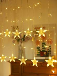1 Stück 3,5m 108 LED Sternenlichterkette, batteriebetrieben, Funkellichter, Innenfensterbank Deko Sternenfee-Lichterkette, Schlafzimmer Wanddeko Sternenlicht, Weihnachts-Heimdekoration Sternenlicht, Mädchenzimmer Deko Licht, Winterdekoration, Geburtstagsdekor, Hochzeitsparty Zubehör, Außengarten, Feiertags-Deko Sternenlichterkette - Gelb - Übersicht 8