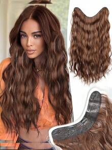 20 Inch Water Wave Hair Extension Wig 5 BB Clip Style Fluffy Curly Hair Extension Wig Synthetic Heat-Resistant Fiber Suitable For Women's Daily Holiday Wear