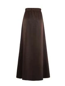Women's Elegant Minimalist Romantic Date/Office Versatile Solid Satin Skirt, Autumn/Winter - Mocha Brown - View 6