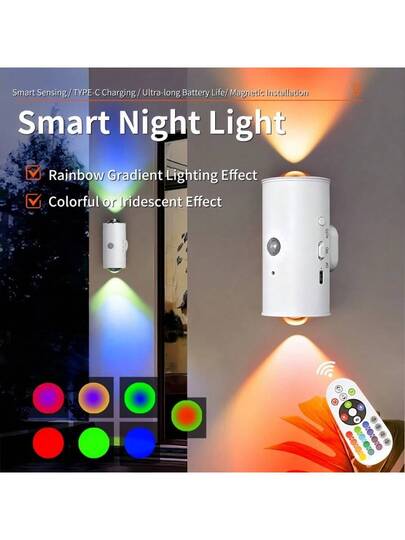 Motion Sensor LED Wand Verlichting Remote Control, RGB Dimmable, Slimme Night Function, Corridor, Bedroom, Living Room, Closet Easy Installation, Entryway, Bedside, Bureau Lighting Moderne Lamp view 2