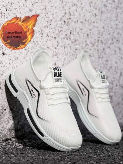 [تحديث] أحذية رياضية دافئة مبطنة للرجال، أحذية سير خارجية منخفضة الرقبة مربوطة بأربطة