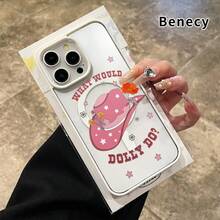 Benecy Magnetic Case For IPhone 17 Air 16e 16 15 14 Pro Max 13 12 11 XR XS Plus Cowgirl Hat Reverie  Pattern Acrylic Back TPU Edges Shockproof Ultra Thin Mobile Phone Cover Gift For Girl - White - View 2