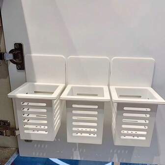 1/2 pièces Organisateur de rangement de salle de bain en plastique, Caddy mural sans perçage pour dortoir, Support multifonctionnel pour brosse à dents, dentifrice, peigne et pinceau de maquillage
