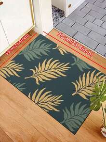 1pc Nordic Style Palm Leaf Entrance Mat, Non-Slip Absorbent Foyer Rug, Square Carpet For Indoor Entryway, Doormat, Bathroom, Laundry Room, Shower, Sink, Party, WashableChristmas Decor