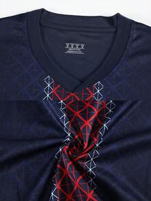 ODMYONO Męski komplet koszulek piłkarskich z okrągłym dekoltem i kolorowym blokiem w paski, oddychający, wygodny i modny