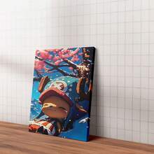 1 pièce Impression sur canevas d'art animé - Chopper en pleurs sous l'arbre de sakura encadré, peinture plate 2D, convient pour la décoration de la chambre, du salon, du dortoir, du bureau, de la chambre d'anime, de la chambre de dortoir, design enfantin, plat 2D, sans bordure.
