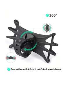 2pcs-About 12.5cm*6.5cm-Pram Phone Holder | Silicone Stroller Phone Holder | Stroller, Shopping Cart Or Handlebar Phone Holder | Stroller Phone Holder Holder, Swivel Silicone Stroller Bicycle Phone Holder Electric Car Motorcycle Cycling Navigation Bracket Riding Fixed (Black) - Black - View 4