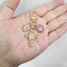 1 pieza Elegante llavero y anillo de llaves con forma de corazón de metal con circonita, regalo perfecto para amigos, maestros, novias, esposas, madres