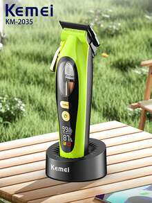 Kemei 1个KM-2035男士电动理发器，专业沙龙级，无线设计，带保护套，2600mAh电池，含充电底座