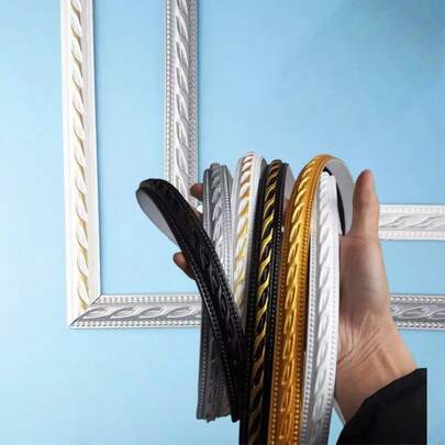 1 قطعة 3 أمتار/118.11 بوصة ديكور جدار خلفية التلفزيون في غرفة المعيشة، خط جبسي لاصق ذاتي للحافة، خط سقف معلق على الحائط