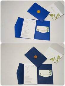 25pcs Three-Fold Pocket Wedding Invitation Envelopes, Simple Invitation Envelopes For Engagement, Wedding, 15th Birthday, And Baptism, DIY Invitations, 5* 7-Inch Invitations, Pocket Invitations, Customized Invitations, Multiple Colors To Choose From Freely. The Goods For Only Include Envelopes, Not Cards Or Painted Seals - Pearlescent Green - View 5