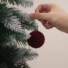 12pcs Velvet Christmas Ornaments Balls – Red Flocked Xmas Tree Hanging Ornaments With Golden Ribbons, Plastic Shatterproof Holiday Balls For Christmas Tree Decorations, Home Decor & Party Supplies, Elegant Christmas Ornament Sets For Seasonal Decor, Festive Hanging Baubles For Holiday Celebration Displays Christmas Decorations Room Decor Winter Christmas Decorations Home Christmas Gifts Christmas Decor