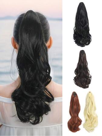 Clip In Ponytail Extension Synthetic Curly Hair Jaw Ponytail 12" Natural Wavy Claw On Hairpiece For Women Daily Party Cosplay Halloween And Christmas New Year Carnival Music Festival Used And Holiday Gift