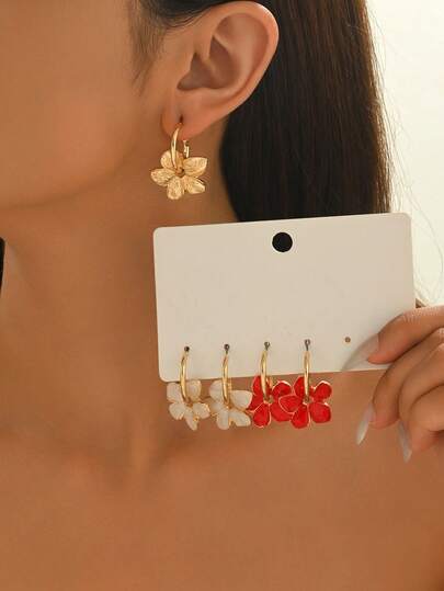 1 Pair Fashion Elegant Oil Drop Flower Pendant Earrings, Casual Commute Party Jewelry Gift For Friends