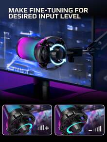 FIFINE Gaming PC USB Microphone, Podcast Condenser Mic With Boom Arm, Pop Filter, Mute Button For Streaming, Recoding Video, Twitch, Online Chat, RGB Computer Mic Compatible With PC Gamer Youtuber-FIFINE A6T
