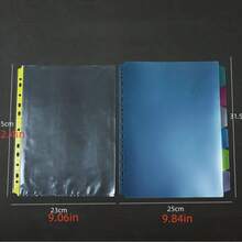 1 pieza de 10 paquetes de bolsas de archivo de borde de color PP con 11 agujeros, bolsa de plástico A4 para almacenamiento de documentos, bolsa de protección de datos de oficina para estudiantes - Multicolor - Ver 10