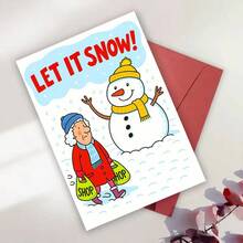 1 Stück "Let It Snow" witzige Winter Grußkarte für Freunde und Familie, perfekt für Feiertags-Wünsche, saisonales humorvolles Design, ideal für Weihnachten und Winterfeiern, Umschlag + Grußkarte