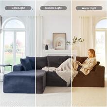 103" Cloud Sectional Couch With L-Shape Chaise, Boneless Modular Deep Seat Sofa In A Box Comfy Fluffy Corduroy Couches For Living Room, No Assembly Required, Left Facing Chaise, Black - Màu xám đen - Xem 7